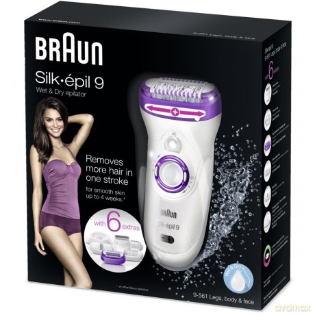 Depilator damski Braun 9-561 + koncówki + golarka
