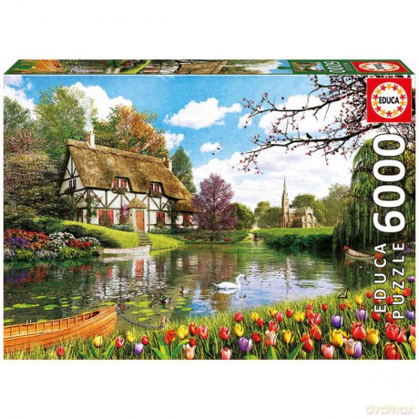 EDUCA 6000 el. Domek nad jeziorem wiosną [PUZZLE]