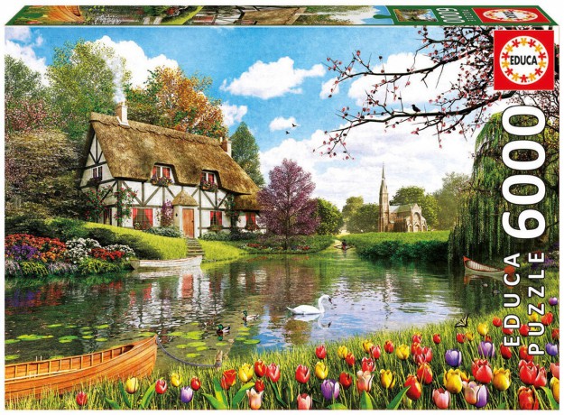 EDUCA 6000 el. Domek nad jeziorem wiosną [PUZZLE]