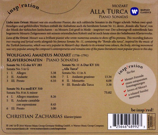 Christian Zacharias: Inspiration: Mozart: Alla Turca Piano Sonatas [CD]