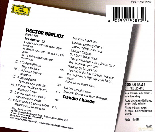 Claudio Abbado: Berlioz Te Deum (Originals) [CD]