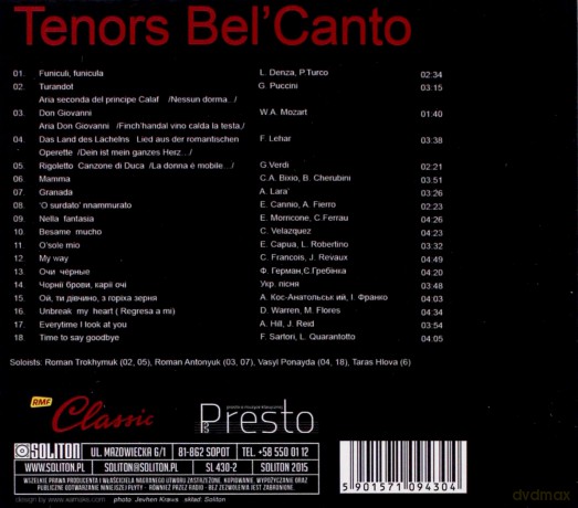 World Hits - Tenors Bel' Canto [CD]