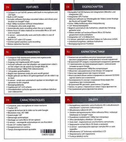 Rejestrator Trasy Gembird HD 1080p GPS G-Sensor