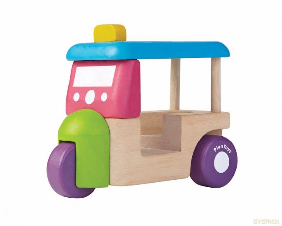 Mini autko riksza tuk tuk. Zabawki drewniane