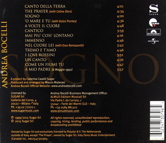 Andrea Bocelli: Sogno [CD]