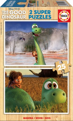 EDUCA 2 x 25 el. drewniane Dobry Dinozaur [PUZZLE]