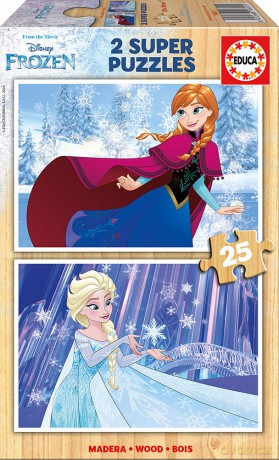 EDUCA 2 x 25 el. drewniane Kraina Lodu [PUZZLE]