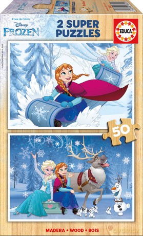 EDUCA 2 x 50 el. drewniane Kraina Lodu [PUZZLE]