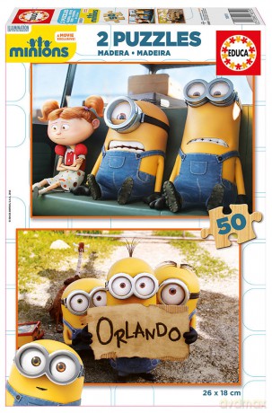 EDUCA 2 x 50 el. drewniane Minionki [PUZZLE]