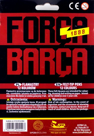 Flamastry 12 kolorów FC Barcelona