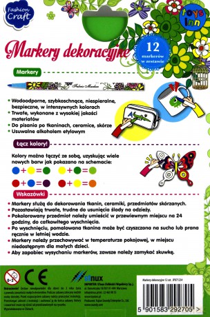 Markery do tekstyliów i ceramiki 12 sztuk