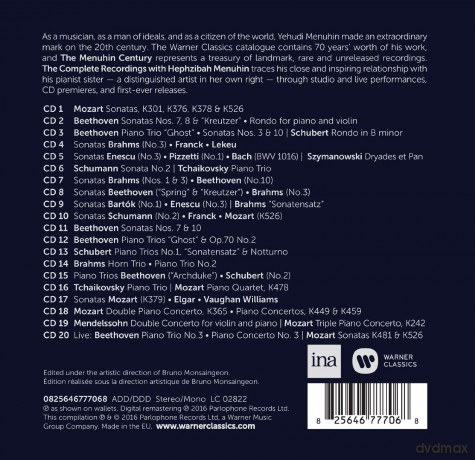Yehudi Menuhin: The Menuhin Century: The Complete Recordings With Hephzibah Menuhin (Limited) [20CD]