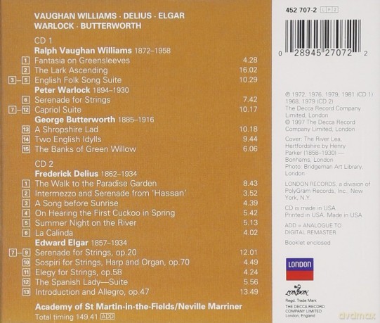Double Decca Marriner: Vaughan,Delius,Elgar [2CD]