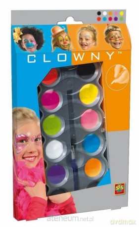 Clowny - Farby wodne do malowania twarzy 10 kolorów