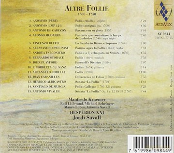 Jordi Savall: Altre Follie [CD]