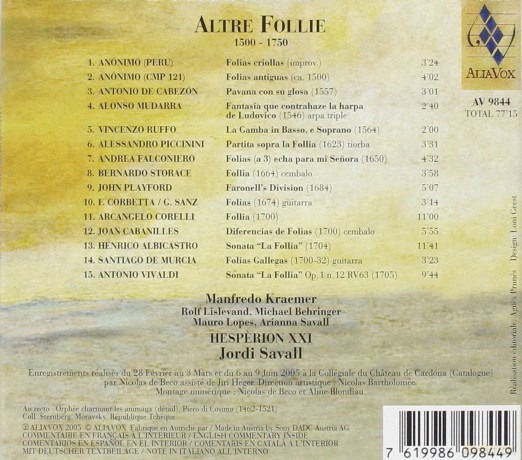 Jordi Savall: Altre Follie [CD]