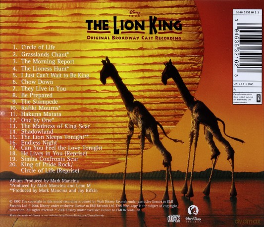 The Lion King Original Broadway Cast Recording soundtrack [CD]