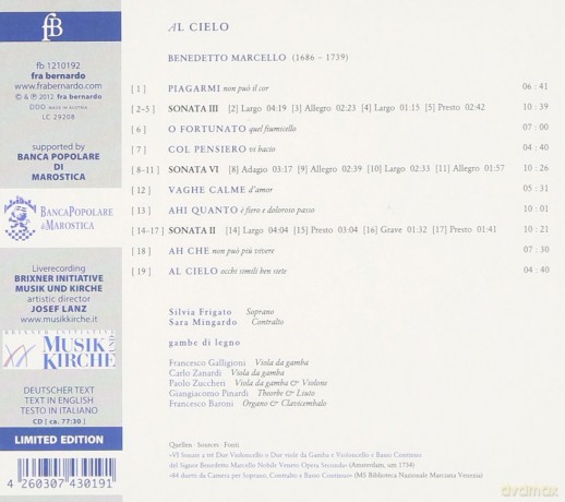 Silkvia Frigato (Sopran): Al Cielo - Duetti da camera [CD]