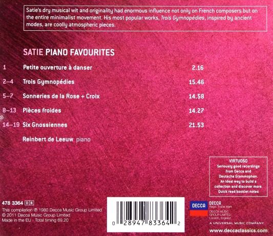 Reinbert De Leeuw: Satie (Virtuoso) [CD]