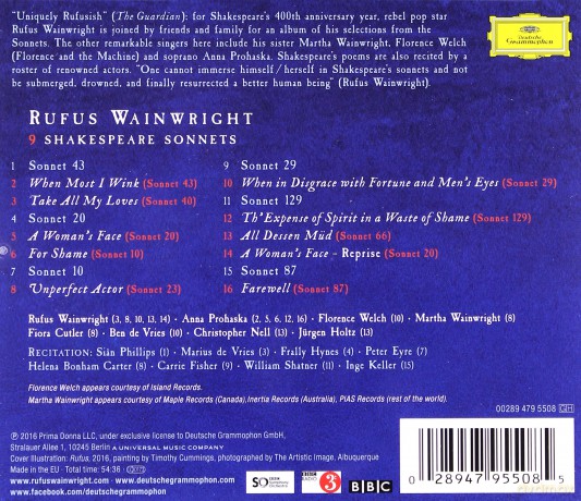Rufus Wainwright: Take All My Loves - 9 Shakespeare Sonnets [CD]