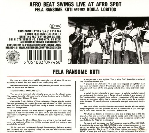 Fela Ransome Kuti and His Koola Lobitos: Highlife - Jazz and Afro-Soul 1963-1969 [3CD]