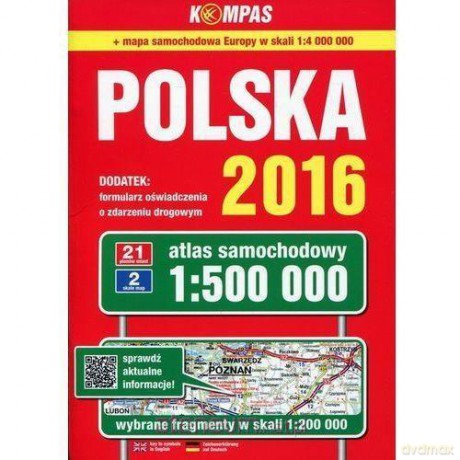 Polska 2016 Atlas samochodowy 1:500 000 [KSIĄŻKA]