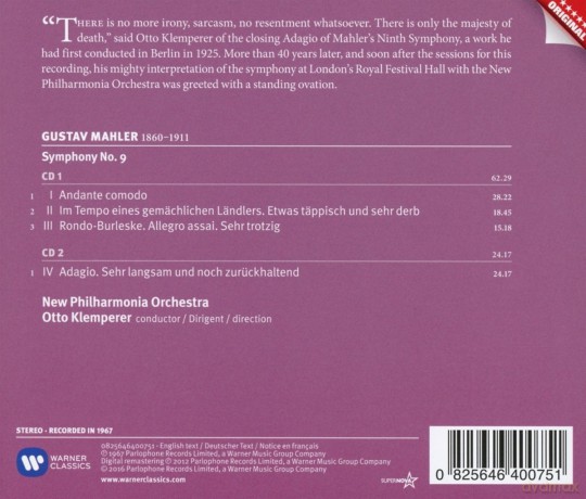Otto Klemperer: Mahler: Symphony No. 9 [2CD]