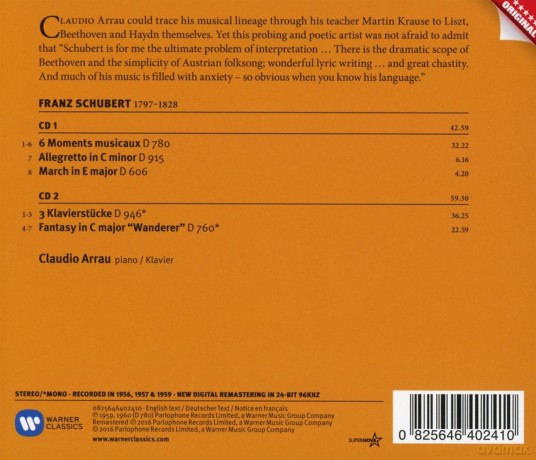 Claudio Arrau: Schubert: Moments Musicaux, Klavierstucke, Wanderer [2CD]