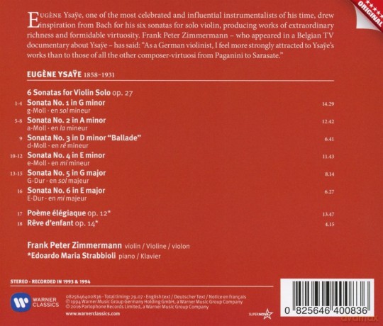 Zimmermann: Ysaye: Violin Sonatas [CD]