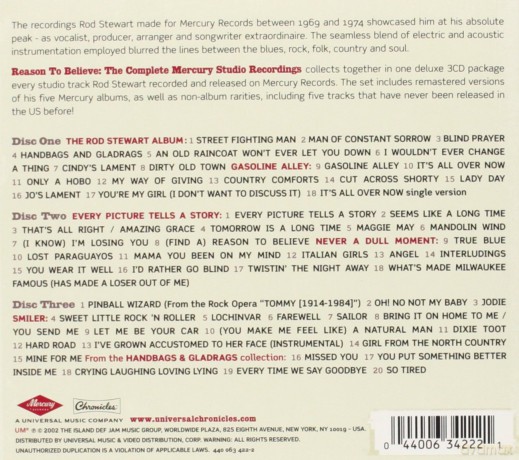 Rod Stewart: Reason To Believe: The Complete Mercury Studio Recordings [3CD]