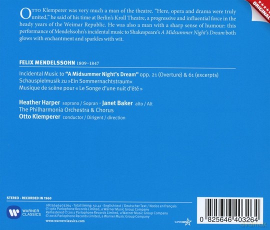 Otto Klemperer: Mendelssohn: A Midsummer Nights Deream [CD]