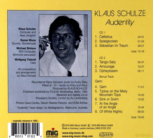 Schulze, Klaus: Audentity (digipack) [2CD]