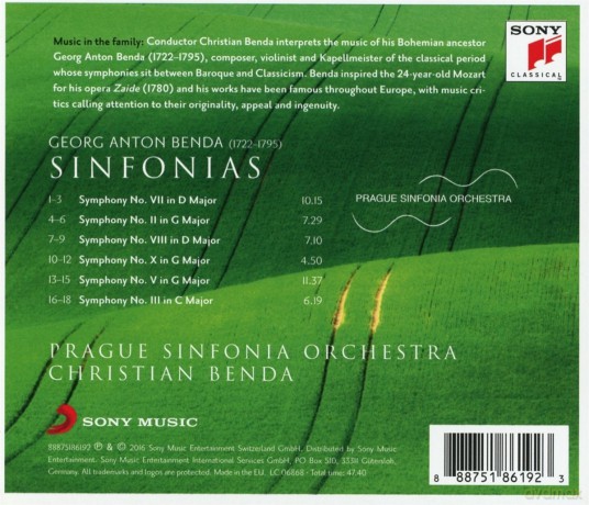 Christian Benda: Georg Anton Benda: Sinfonias [CD]