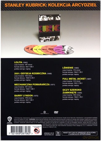 Stanley Kubrick Kolekcja Arcydzieł: Mechaniczna pomarańcza / Lśnienie / Bary Lyndon / Full Metal Jacket / 2001: Odyseja kosmiczna / Lolita oraz Oczy szeroko zamknięte [7DVD]