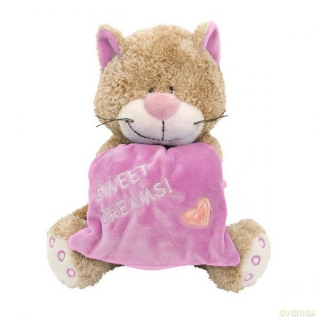 Maskotka kot z poduszką różowy 18 cm