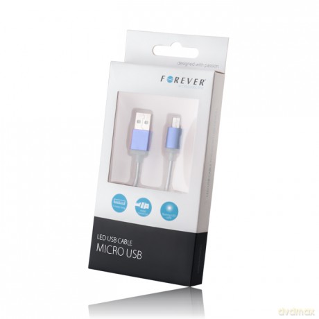 Kabel micro USB Forever świecący metalowy niebieski
