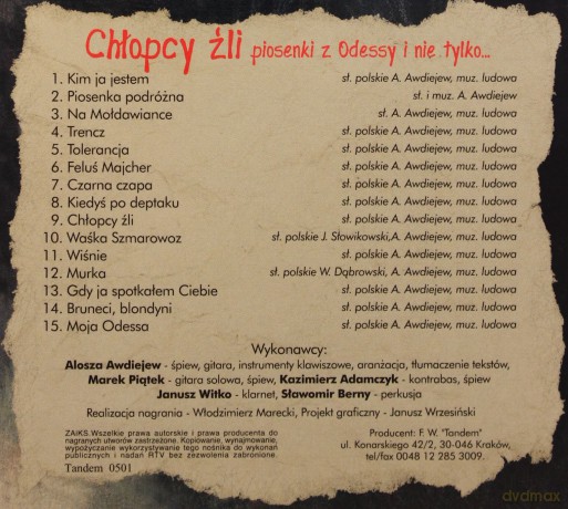 Alosza Awdiejew: Chłopcy źli: piosenki z Odessy i nie tylko [CD]