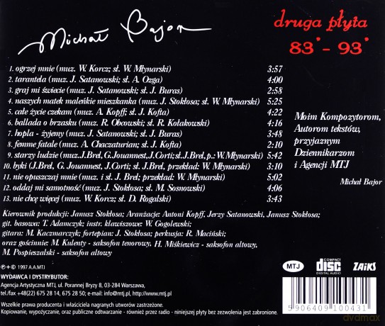 Michał Bajor: 83-93 Druga płyta [CD]