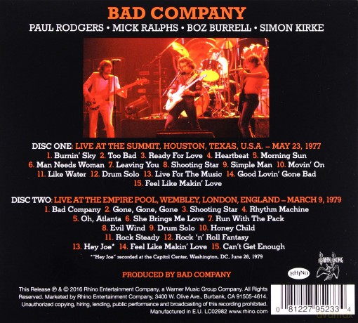 Bad Company: Live In Concert 1977 & 1979 [2CD]