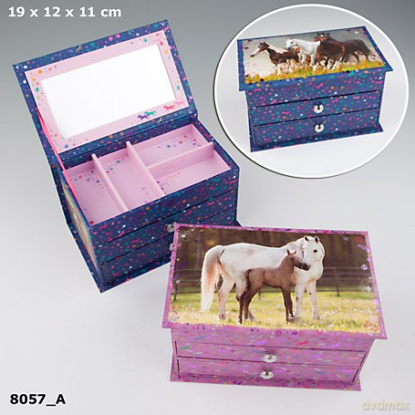 Szkatułka na biżuterię Horses dreams granatowa