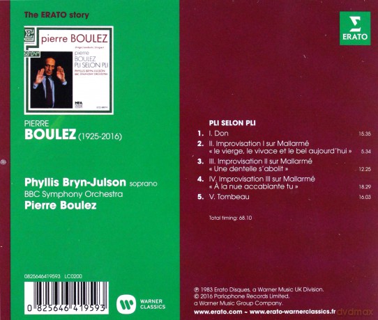 Pierre Boulez: Erato Story: Boulez: Pli Selon Pli [CD]