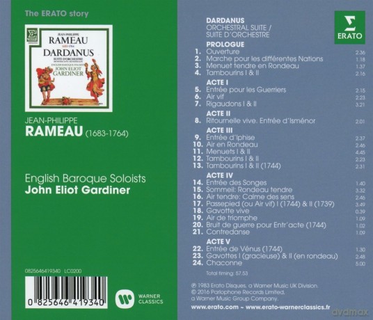 John Eliot Gardiner: Erato Story: Rameau: Dardanus Suites [CD]