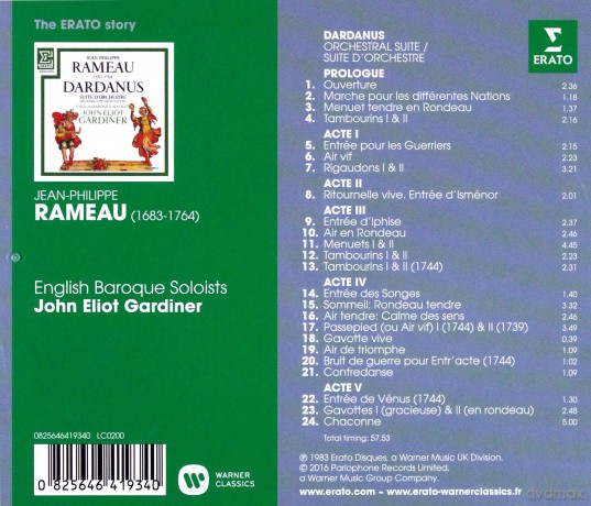 John Eliot Gardiner: Erato Story: Rameau: Dardanus Suites [CD]