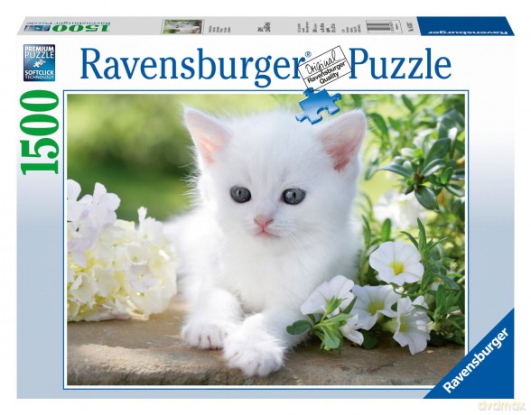 RAVENSBURGER 1500 el. Biały kociak [PUZZLE]