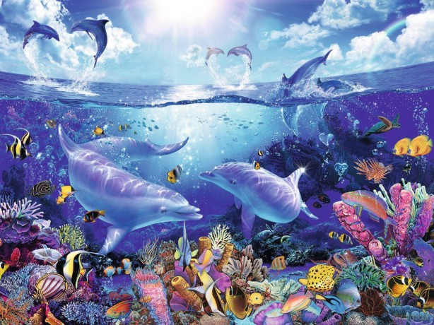 RAVENSBURGER 1500 el. Lassen Świat Delfinów [PUZZLE]