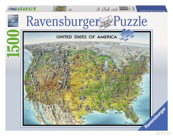 RAVENSBURGER 1500 el. Mapa USA [PUZZLE]