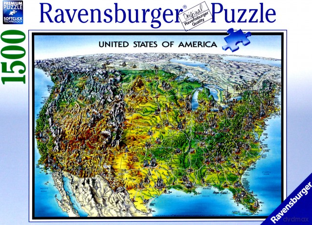 RAVENSBURGER 1500 el. Mapa USA [PUZZLE]