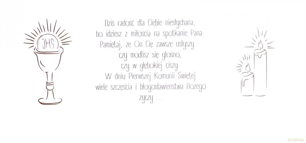 Karnet Komunia DL ręcznie robiony + koperta