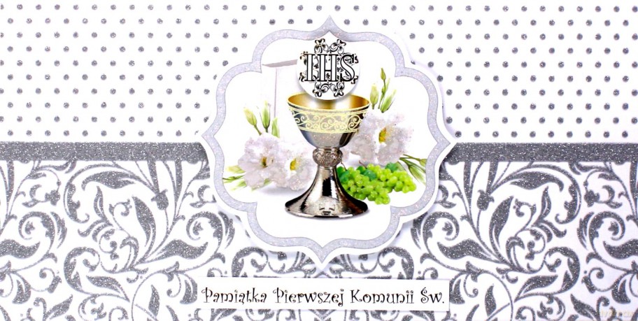 Karnet Komunia DL ręcznie robiony + koperta