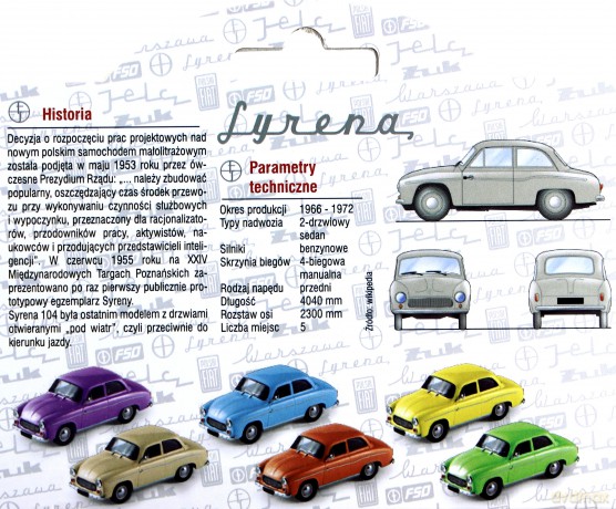 Kolekcja PRL-u Syrena 104, 6 kolorów